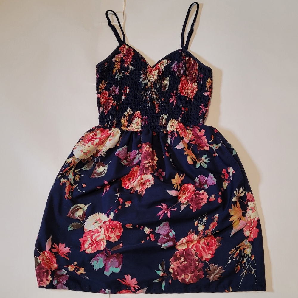 Pink navy floral dress